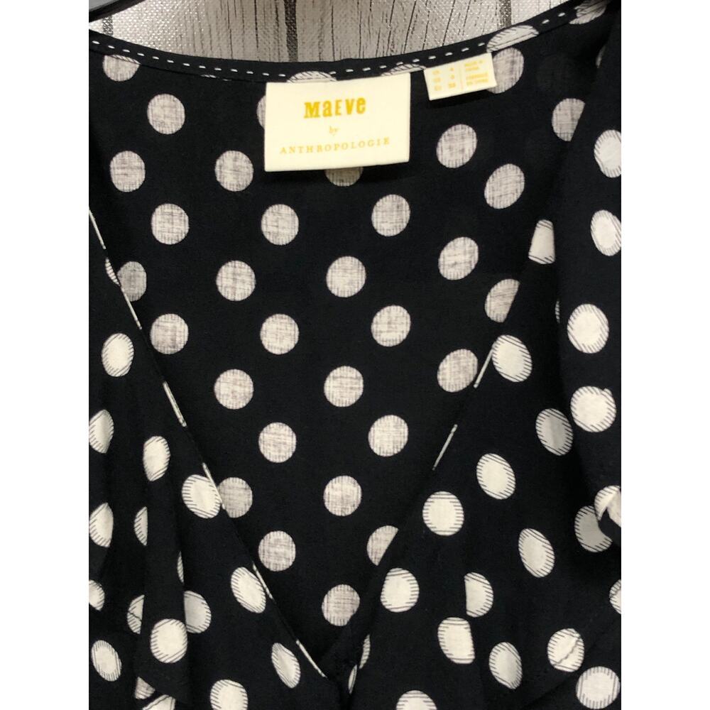 Maeve by Anthropologie Black and Cream Sleeveless Shirt Size 0 - Picture 2 of 3